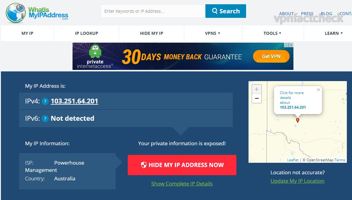 VyprVPN IP address geolocation